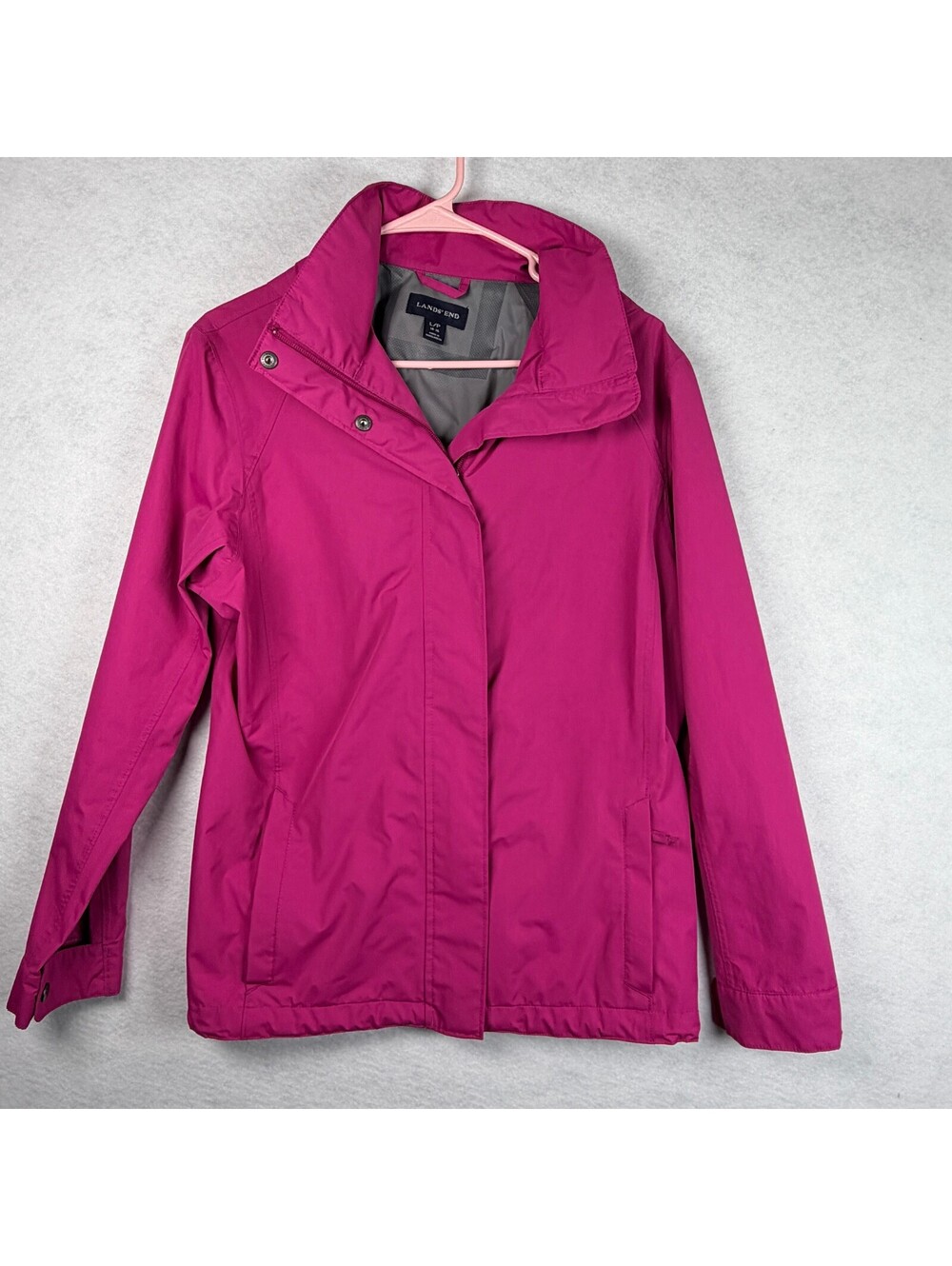 Lands' End Women's Pink Waterproof Hooded Jacket Size Large 14-16